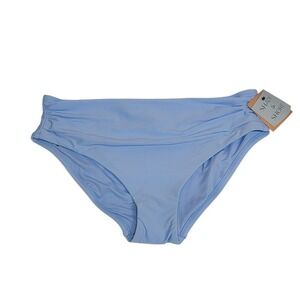 Shade & Shore Light Blue Ruched High Waist Bikini Bottom Large L 12-14 NWT
